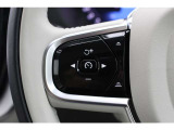 ステアリング左のスイッチは、設定された速度に自動調整しながら前方車両に追随できるアダプティブコントロールと車線の中央を走るようステアリングをコントロールするパイロットアシストのスイッチとなります。