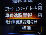 【車線逸脱警報】車線から外れると注意を促します。ドライバーが意図しないのに車線を逸脱した場合に、これを検知して警報で注意喚起する事で安全性を確保!