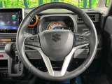 【純正革巻きステアリング】上質な革を使用することで、手にしっかり馴染みとても運転しやすいハンドルです♪