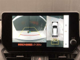 バックカメラの他に上から見下ろしたような画像が見れるアラウンド(全方位)モニター。前後左右を把握できる、すごい機能が装備されています!