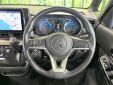 【純正革巻きステアリング】上質な革を使用することで、手にしっかり馴染みとても運転しやすいハンドルです♪