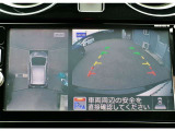 リバースにシフトするとまるで上空から見下ろしているような感じにナビゲーション画面に映し出します
