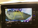 バックギアに入れますとご覧のような画像に自動的に切り替わります。車庫入れ時に役立ちます。
