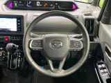 【純正革巻きステアリング】上質な革を使用することで、手にしっかり馴染みとても運転しやすいハンドルです♪