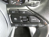 ステアリングスイッチでクルーズコントロール機能の操作ができます。長距離の高速走行時の疲労軽減や燃費に役立ちます。