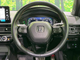【純正革巻きステアリング】上質な革を使用することで、手にしっかり馴染みとても運転しやすいハンドルです♪