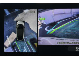 空から見たような映像で駐車ができるアラウンドビューモニター。ひと目でわかるセンサーに前後の衝突被害軽減ブレーキ付き。