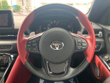 【純正革巻きステアリング】上質な革を使用することで、手にしっかり馴染みとても運転しやすいハンドルです♪