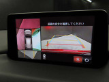 上空から俯瞰した映像で周囲の状況を確認出来る360&deg;ビューモニターです。これで狭い駐車場でも安心ですね。また、隠れたお子様やいつの間にか置かれたカートも確認出来ますね。