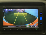 バックギアに入れますとご覧のような画像に自動的に切り替わります。車庫入れ時に役立ちます。