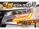 先進的で気品ある表情を演出する3眼LEDヘッドライト。流れるように光るシーケンシャルウインカーが、存在感と先進性を放ち、夜間走行を美しく彩ります。