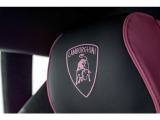 Embroidered Lamborghini shield on headrest