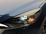 強い意志を秘めた瞳の様な造形が美しい、LEDヘッドライト。前方者や対向車を検知して、ハイ/ローを自動切換えするハイビームコントロールを採用しています。