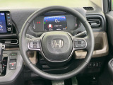 【純正革巻きステアリング】上質な革を使用することで、手にしっかり馴染みとても運転しやすいハンドルです♪
