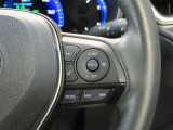 右側ステアリングスイッチ。ステアリングから手を離さずに操作できるので、運転に集中できます。