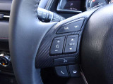 【ステアリングスイッチ】ステアリングスイッチは運転姿勢や視線を崩さずに操作が可能です。左側にはオーディオ類があります。