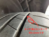 タイヤ溝はセンターで4.5mmです(新品約8mm)