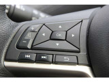 各種のコントロールスイッチが内蔵され、運転に集中できるステアリング。革巻き素材と造形が手にしっくり馴染みます。