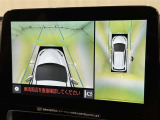 【パノラミックビューモニター】クルマの前後左右に搭載したカメラから取り込んだ画像を合成し、車両を上から見たような画像をディスプレイに表示します。