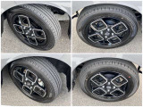 タイヤ4本それぞれの写真です。155/65R14タイヤ&アルミホイール装着