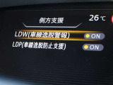 【車線逸脱警報】車線から外れると注意を促します。ドライバーが意図しないのに車線を逸脱した場合に、これを検知して警報で注意喚起する事で安全性を確保!