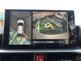 全周囲の画像が表示されます。 運転席から見づらい個所なども、上空から見たような映像で確認できます。  映像の切替もでき、後方確認だけでなく大変便利な機能です。