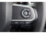 ステアリングスポーク右側には運転支援の追従クルーズコントロール用のステアリングスイッチをオプション装備、