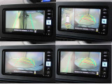 パノラミックビューモニター付きです。車両を上から見たような映像をナビゲーション画面に表示。運転席からの目視だけでは見にくい、車両周辺の状況をリアルタイムでしっかり確認できます。