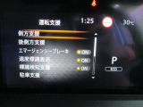 運転支援(側方支援、後側方支援、エマージェンシーブレーキ、速度標識表示、標識検知支援。駐車支援)