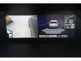 サイドビュー表示と後退時ブレーキアシスト。サイドビュー表示 黄色のガイドラインは車体からの距離約30cm、車両先端、ホイールセンターの位置を示しドライバーをアシストします