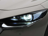 まるで瞳の様な造形が美しいLEDヘッドライト。対向車や前方車両を検知して、ハイ/ロー照射を自動調節するハイビーム・コントロールを採用しています。