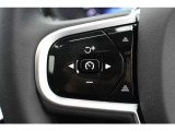 ステアリング左のスイッチは、設定された速度に自動調整しながら前方車両に追随できるアダプティブコントロールと車線の中央を走るようステアリングをコントロールするパイロットアシストのスイッチとなります。