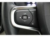 ステアリング左のスイッチは、設定された速度に自動調整しながら前方車両に追随できるアダプティブコントロールと車線の中央を走るようステアリングをコントロールするパイロットアシストのスイッチとなります。