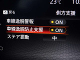 【車線逸脱防止支援システム】搭載されたカメラが車線の位置を認識し車線内を維持するよう車両の動きを制御したり、車線からはみ出しそうになった場合などに、車両を車線内に戻そうとする装置です。