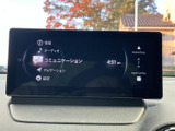 画面には情報やオーディオ、ナビゲーションなどのメニューが並び、項目を見分けやすい表示です。スマートフォン連携の表示も確認でき、移動中の情報確認に役立ちます。