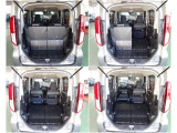 後席や助手席を倒した際の荷室アレンジを確認できます。