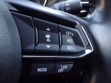 ステアリングスイッチで、先行車に自動追従するアダプティブクルーズコントロールが作動可能。設定した車速内での車間距離を自動で調整・維持。高速道路の渋滞時もアクセル・ブレーキ操作から解放されます。
