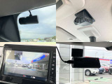 純正前方+室内ドラレコです。もしもの時にしっかり記録が残ります。ナビの画面で映像確認やドラレコの操作ができます。 さらに社外後方ドラレコ(写真左下)もついてより安心です。