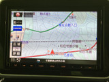 現在地や周辺の道路、施設名が地図上に表示され、目的地までの道順を確認する際に便利です。縮尺表示もあり、走行前に周辺の位置関係を把握したいときにも役立つ案内画面です。