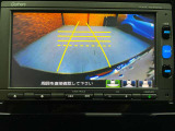 バックカメラの画面です。黄色いガイドの線が出ています。
