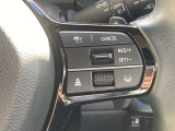 ステアリングのクルーズコントロールボタンで高速道路で運転のアシストをしてくれます。