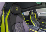Embroidered Lamborghini shield on headrest