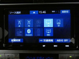 【オーディオ選択画面】AM/FMの切替や、交通情報もこちらの画面から選択できます。