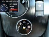 OFF-ROAD、SNOW、AUTO,ECO、SPORTの5種類のドライブモードの切り替えができます。急な下り坂や滑りやすい路面で車速を制御し、ハンドル操作に集中できるヒルディセントコントロール。