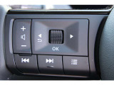 各種のコントロールスイッチが内蔵され、運転に集中できるステアリング。革巻き素材と造形が手にしっくり馴染みます。