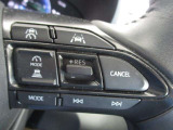 ステアリング右側にクルーズコントロールスイッチがあります。アクセルペダルを踏まなくても、一定の車速で走行することができます。
