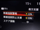 【車線逸脱警報】車線から外れると注意を促します。ドライバーが意図しないのに車線を逸脱した場合に、これを検知して警報で注意喚起する事で安全性を確保!